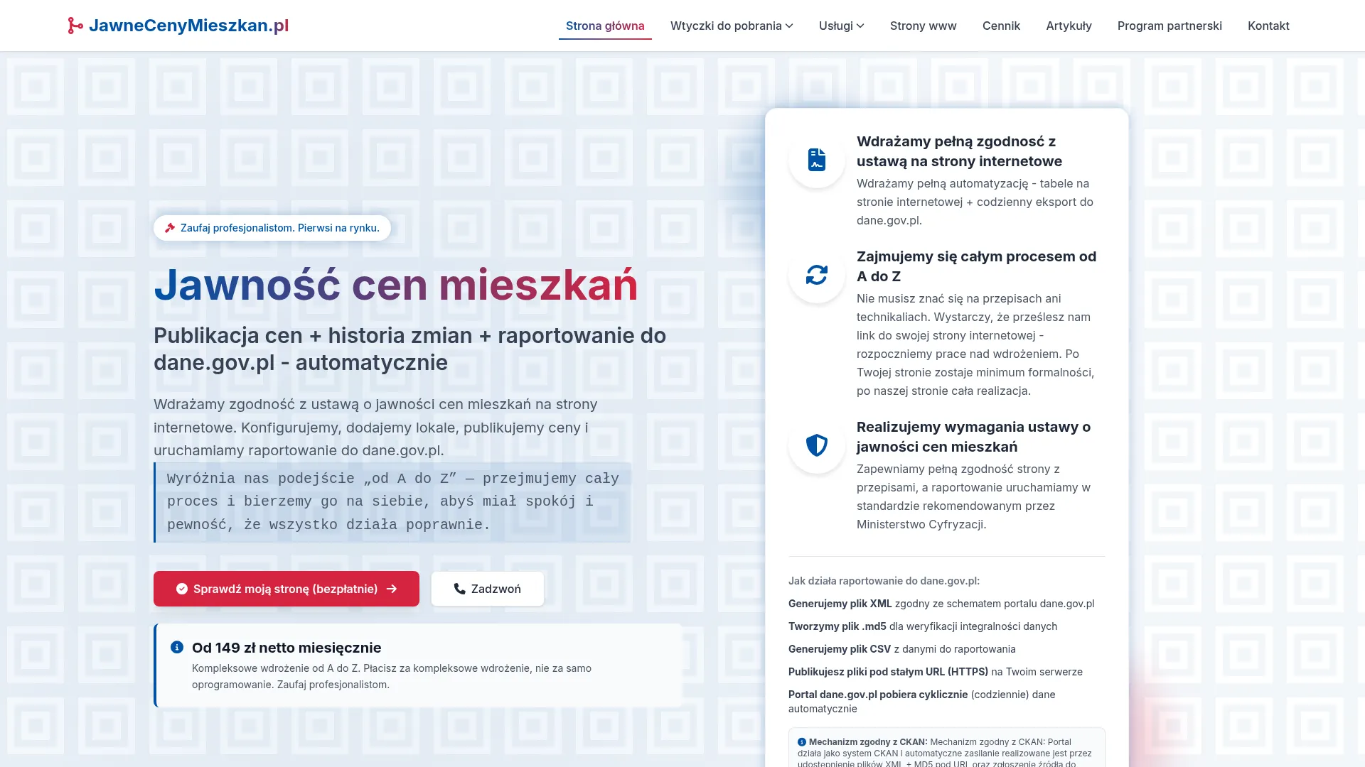 Zrzut ekranu JawneCenyMieszkan.pl