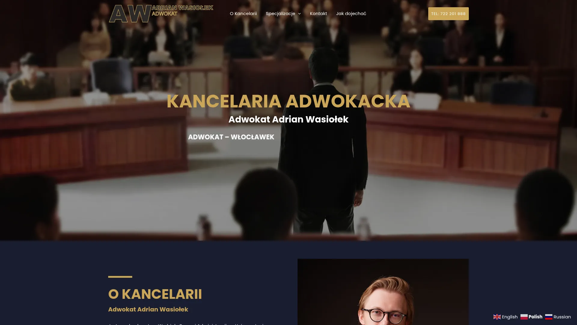 Zrzut ekranu Kancelaria Adwokacka Adrian Wasiołek
