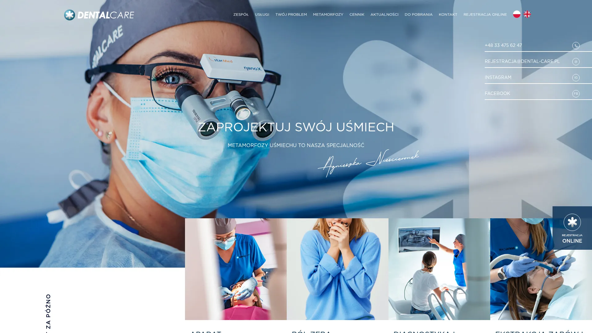 Zrzut ekranu Klinika Implantologii i Stomatologii Estetycznej Dental-Care